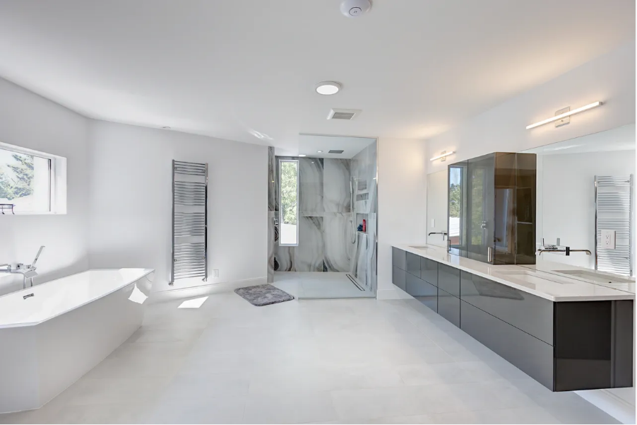 Luxury spa bathroom with freestanding tub